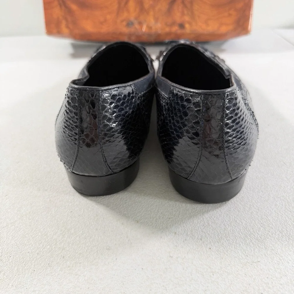 Giorgio Brutini Genuine Reptile Suede Navy Blue‎ Slip On Loafers Men's Size 10.5
